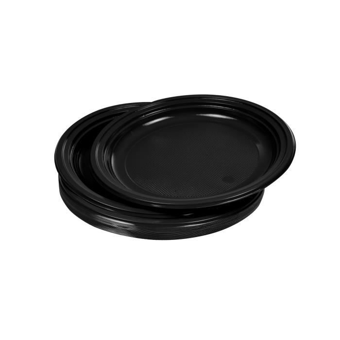 Lot de 25 assiettes à dessert jetables diamètre 17 cm noir