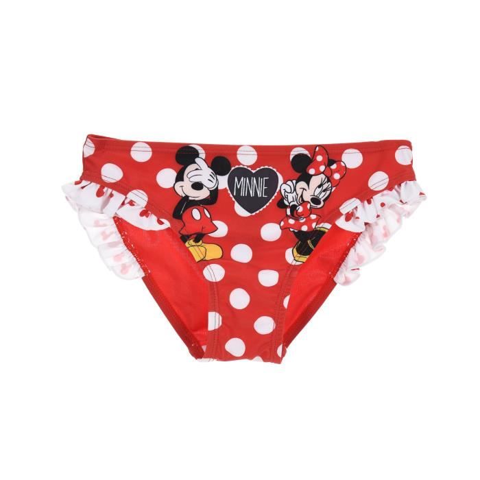 MINNIE Slip de Bain Rouge Sérigraphié Enfant Fille