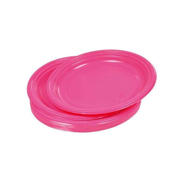 Lot de 25 assiettes à dessert jetables diamètre 17 cm rose hortensia