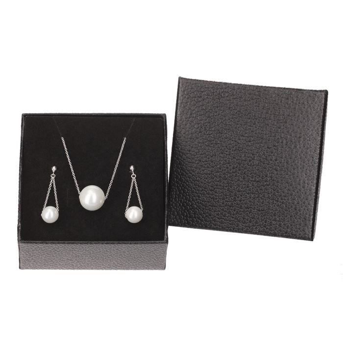 MONPLAISIR Parure Collier et Boucles d'Oreilles Perles et Argent 925° Femme