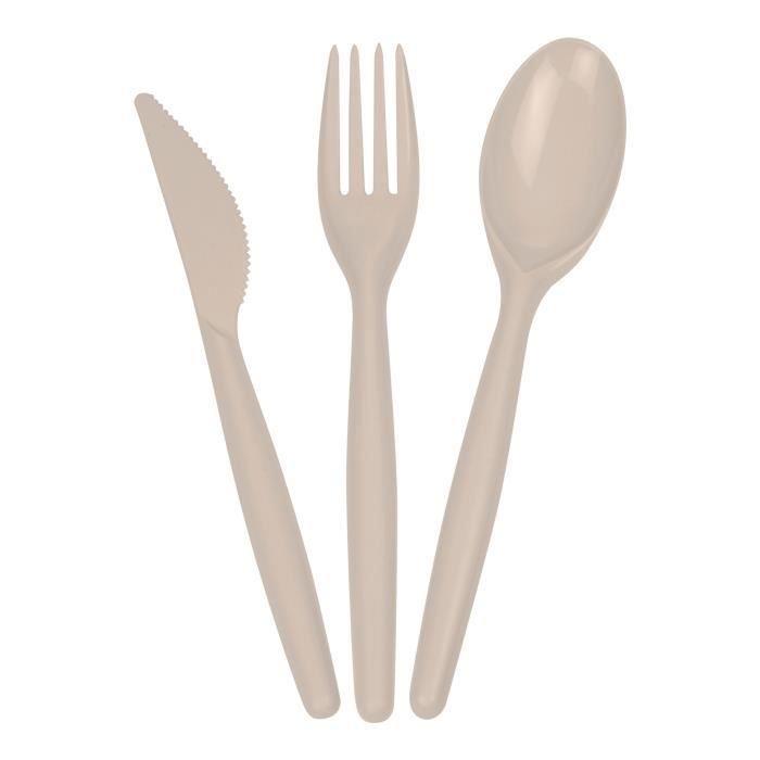 Ménagère 18 pièce jetables en polystyrène taupe