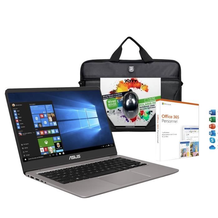 PC portable ASUS ZenBook UX410UA-GV596T 14'' Full HD-Core i5-8250U-RAM 8Go-Stockage 1To+256Go SSD - Win10 + Office 365 + accessoires