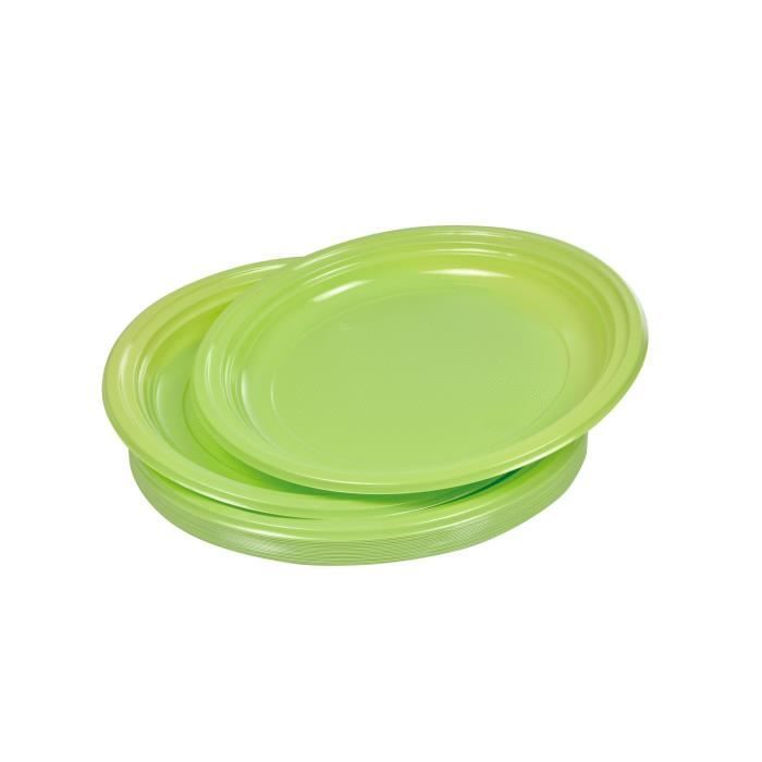 Lot de 25 assiettes à dessert jetables diamètre 17 cm vert