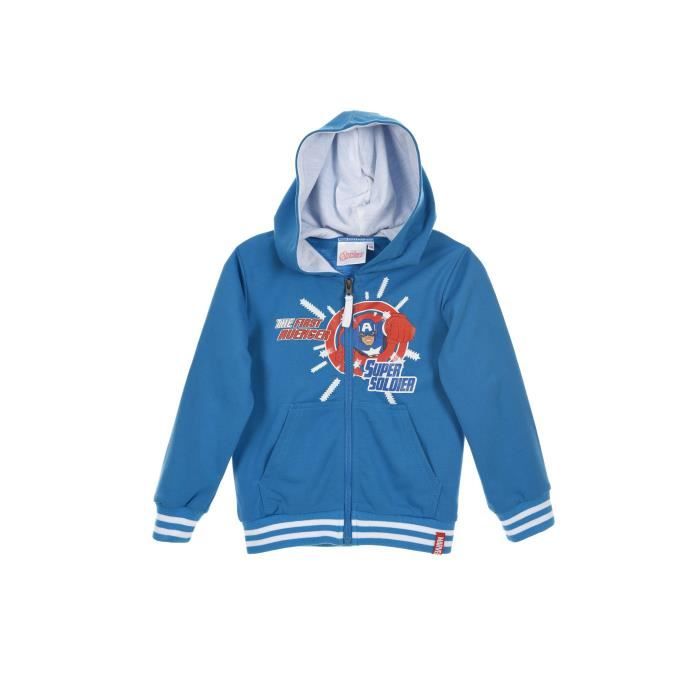 AVENGERS CLASSIC Sweat à Capuche Zippé Blanc Sérigraphié Enfant Garçon