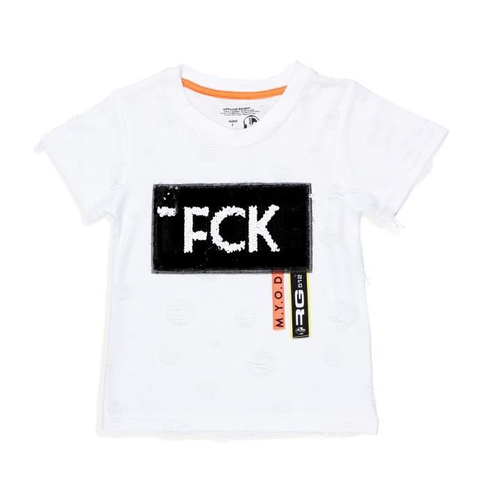 RG512 - T-shirt Blanc Manches Courtes - Garçon