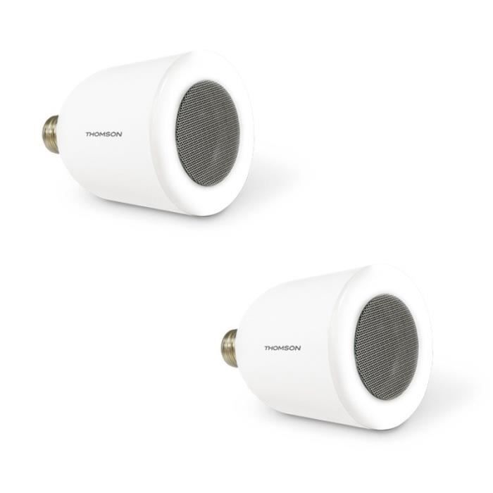 THOMSON Lot de 2 ampoules LED connectées E27 5 W équivalent à 50W avec enceinte bluetooth