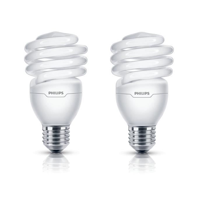 PHILIPS Lot de 2 ampoules fluo-compacte E27 23 W équivalent à 110 W
