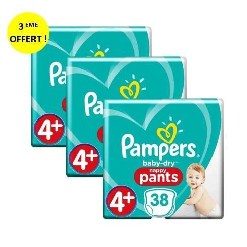 Couches Pampers Baby-Dry Pants Géant Taille 4+ x38 x3