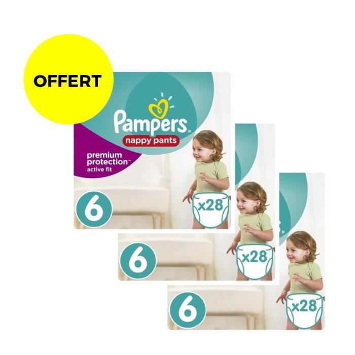 PAMPERS ACTIVE FIT PANTS T6 - lot de 3 Géants - 84 couches