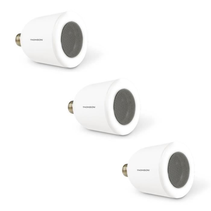 THOMSON Lot de 3 ampoules LED connectées E27 5 W équivalent à 50W avec enceinte bluetooth