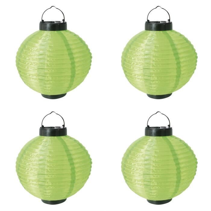 Lot de 4 Lampions solaires verts