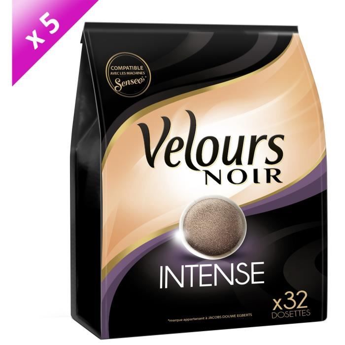 VELOURS NOIR Lot de 5 Cafés Intense 32 dosettes