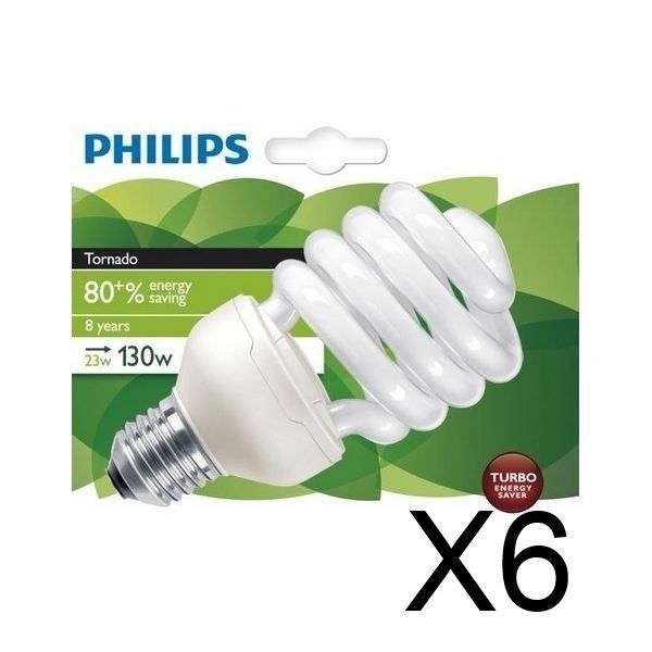 PHILIPS Lot de 6 Ampoules fluo-compacte 23W E27