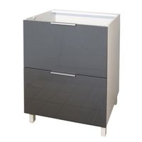 ELEMENTS BAS Caisson 2 Tiroirs 60 cm Gris Haute brillance ELEMENTS BAS Caisson 2 Tiroirs 60 cm Gris Haute brillance