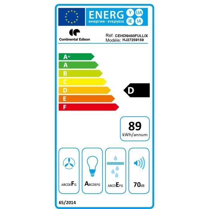  HDI9450FULLIX - Hotte murale - Recyclage - 450m3-h3
