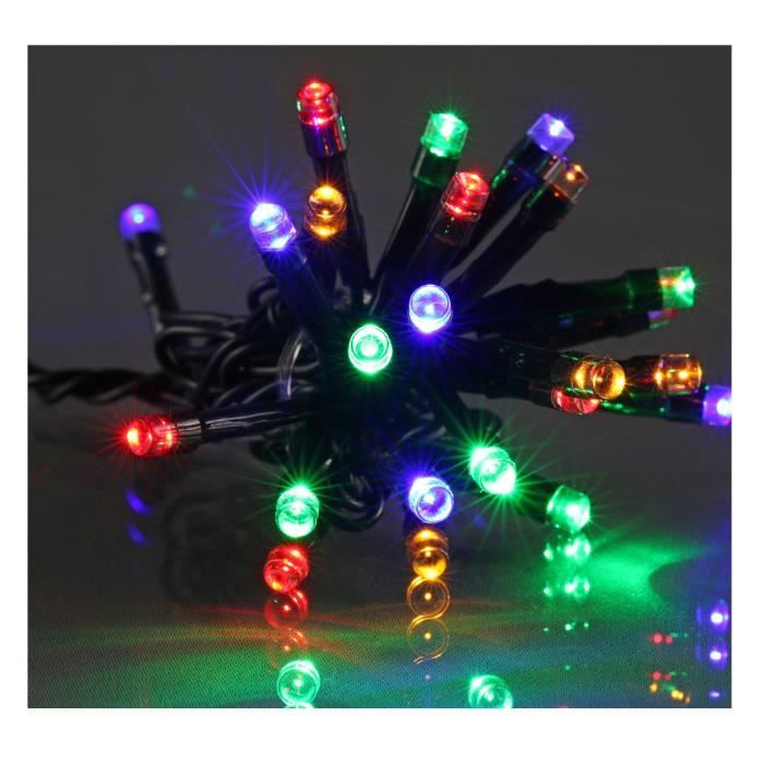 guirlande de noël led extérieure filaire pvc - 12 m - multicolore