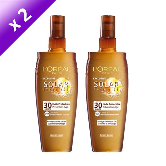 SOLAIRE CORPS VISAGE Solar Expertise Huile Prévention Âge SPF 30 x2