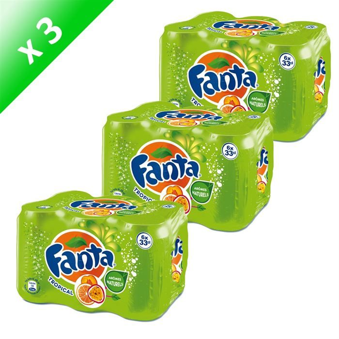 FANTA TROPICAL   3 packs de 6 canettes   soit 18 canettes de 33 cl