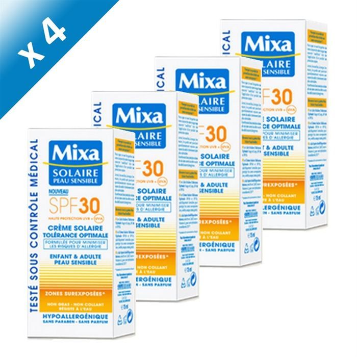 Mixa Crème Solaire Peaux Sensibles SPF 30 x4   Achat / Vente SOLAIRE