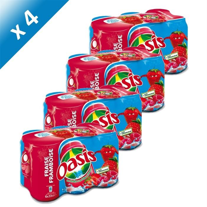 FRAISE FRAMBOISE   4 packs de 6 canettes   soit 24 canettes de 33 cl