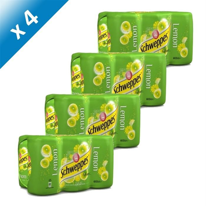 SCHWEPPES LEMON   4 packs de 6 canettes   soir 24 canettes de 33 cl