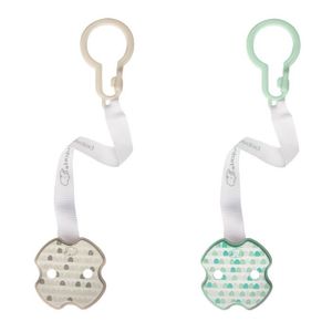 BEBE CONFORT Lot de 2 attaches-sucettes croix - Vert et Blanc Little Valleys