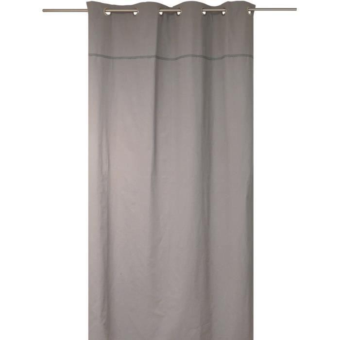 SOLEIL D'OCRE Rideau à Œillets Dentelle 100% coton 135x250 cm gris