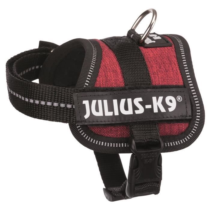 TRIXIE Harnais Power Julius-K9 Baby XS : 30–40 cm - 18 mm - Rouge bordeaux - Pour chien