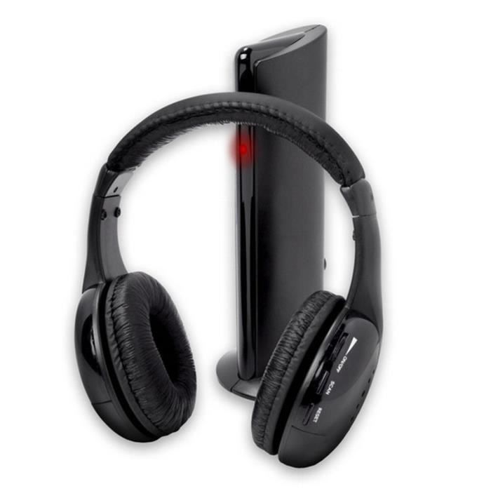5 en 1 Hifi Casques sans fil casque écouteur pour PC portable TV Radio FM MP3 - casque ...