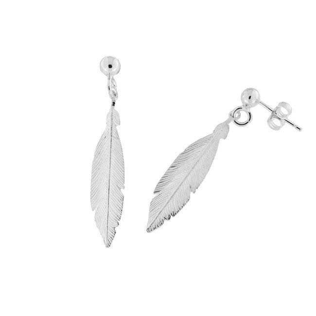 Pendentif Plume 8*25mm Argent Rhodié - Femme
