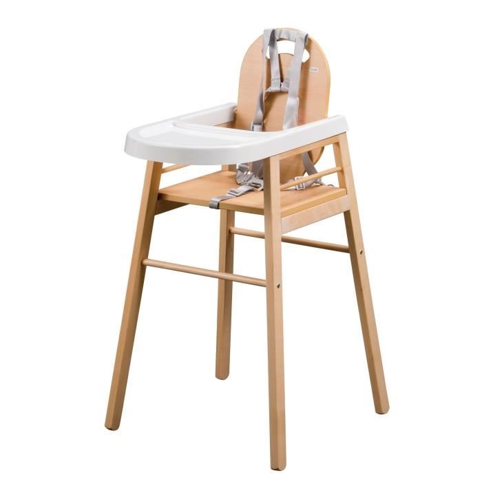TINEO Chaise haute bois vernis naturel