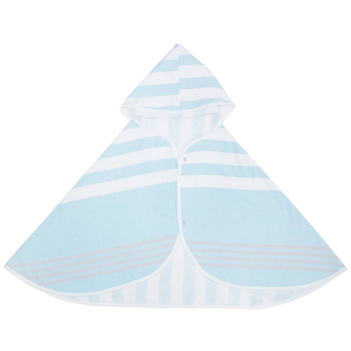 BABYCALIN Drap de bain à capuche - Bleu aqua et blanc - 117 x 63 cm