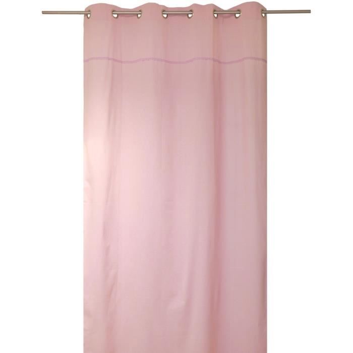 SOLEIL D'OCRE Rideau à Œillets Dentelle 100% coton 140x240 cm rose