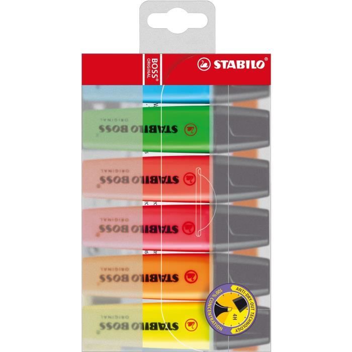 STABILO Pochette de 6 Surligneurs Encre Boss Original