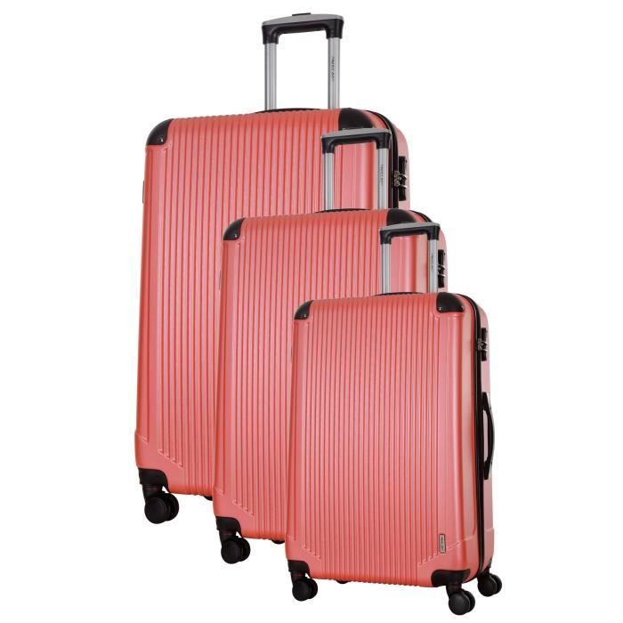 TRAVEL ONE Set de 3 Valises Burnaby - Taille S, M et L - 8 Roues - Corail