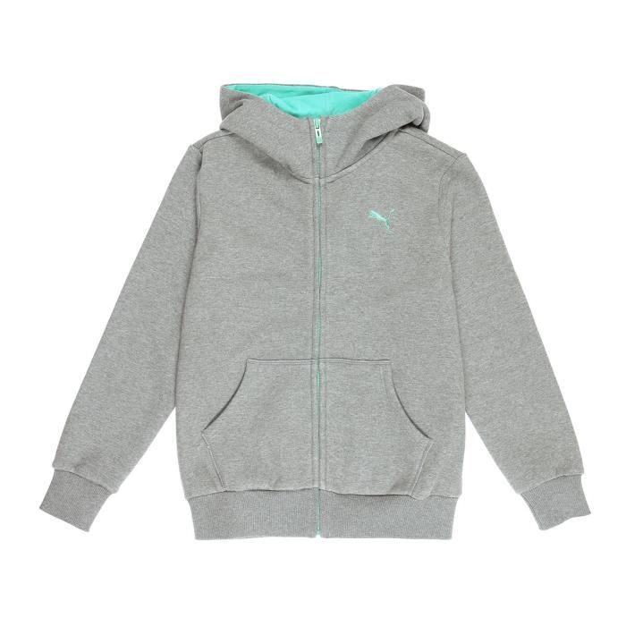 PUMA Veste Sweat Zippé FD Hooded - Enfant Mixte - Gris
