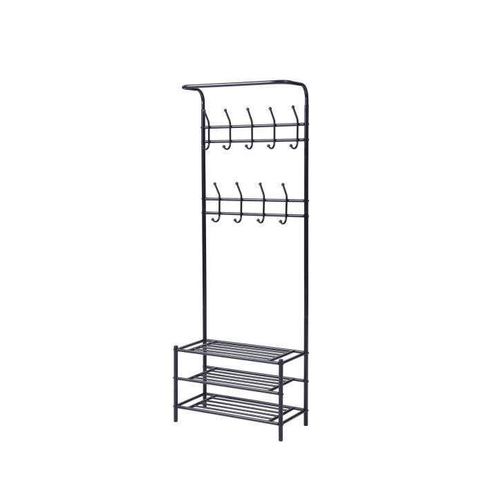 CHARMILLE Porte manteau avec étagère à chaussures 181x66 cm noir