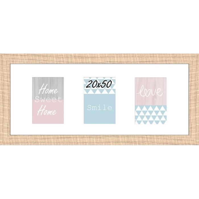 Cadre multivue Ds - 3 vues - MDF - 20x50 cm - Beige