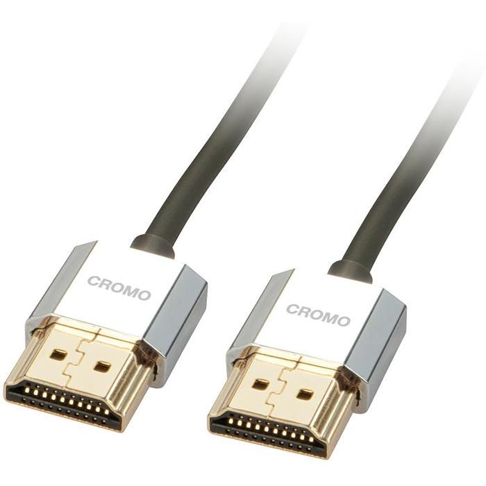 LINDY Câble HDMI® Slim - Compatible HDMI 2.0 Ultra HD avec Ethernet CROMO® - Type A / A - 0,5m
