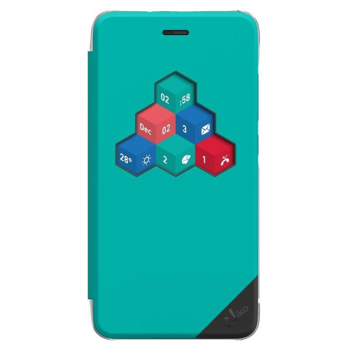 Wiko Etui Smart Folio Bleu Wicube pour Wiko Lenny 3