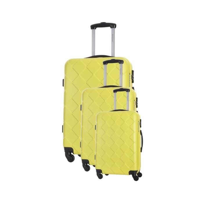 BAG STONE Set de 3 Valises 4 roues S/M/L Jaune Lewis