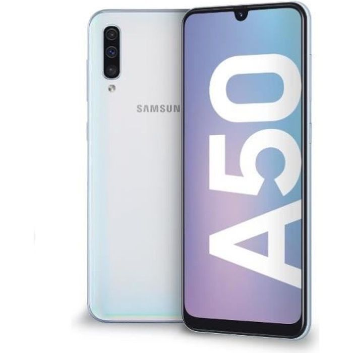 Samsung Smartphone Galaxy A50 - 128 Go - 6.4 pouces - Blanc- 4G - Double port Nano SIM
