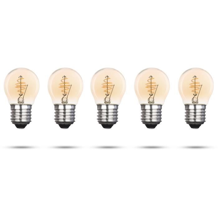 xq-lite lot de 5 ampoules led e27 mini globe 2,5 w équivalence 15 w