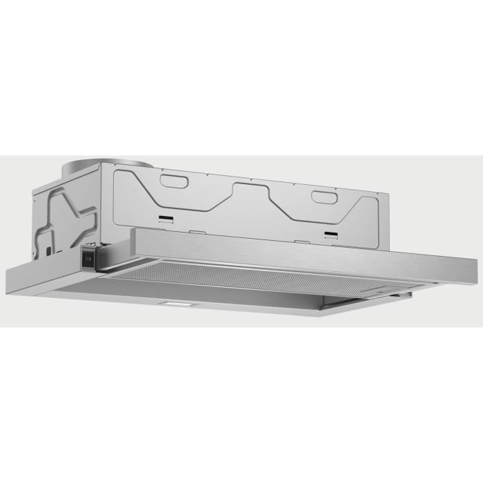 BOSCH DFM064W52-Hotte tiroir téléscopique-Evacuation / recyclage-400 m3 air / h-68 dB max-B-3 vitesses-L 60 cm-Inox