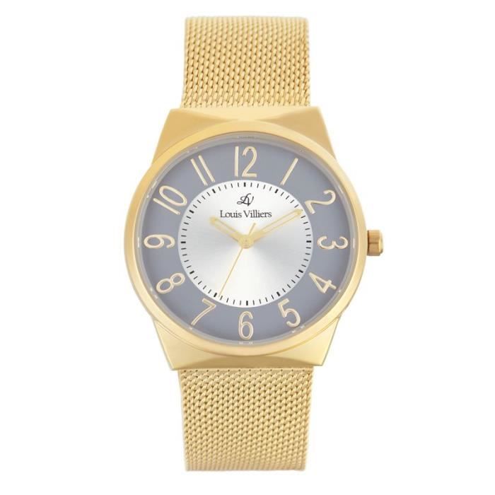 LOUIS VILLIERS Montre Femme Quartz Bracelet Acier Maille LV2120