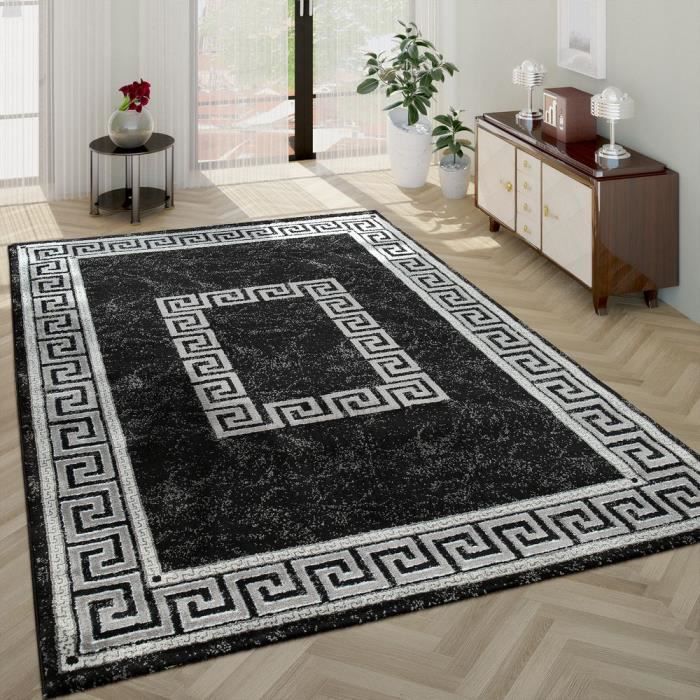 Oriental Rugs Gris Bordure Noire Design Pattern Tapis Petit