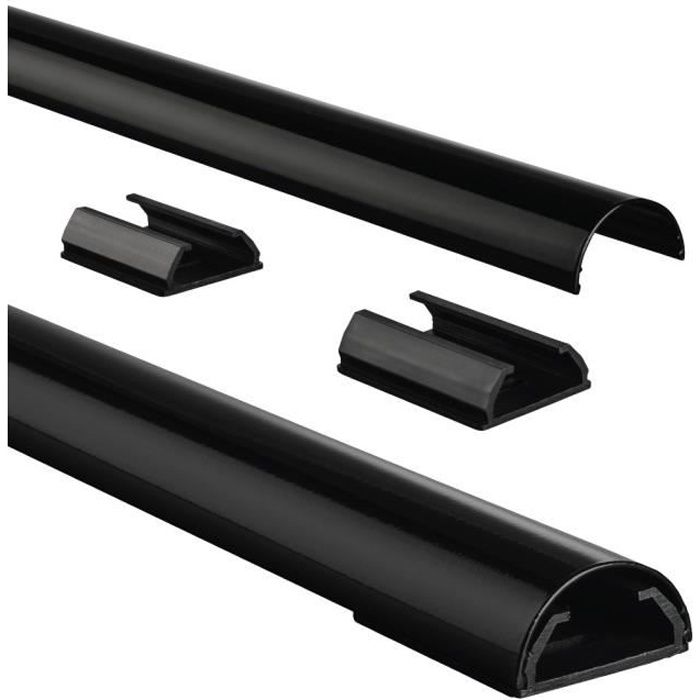 HAMA 00083170 Chemin de câble en PVC - Semi circulaire - 110/3,3/1,8 cm - Noir