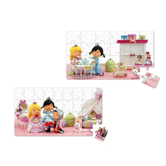 JANOD Lot de 2 Puzzles Lovely ''Rose joue à la princesse''