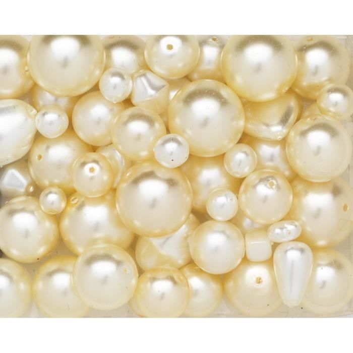 PANDURO Perles nacrée blanc - 55 à 75 pièces