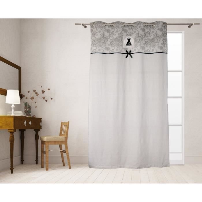SOLEIL D'OCRE Rideau Black Dress 140x240 cm gris et noir